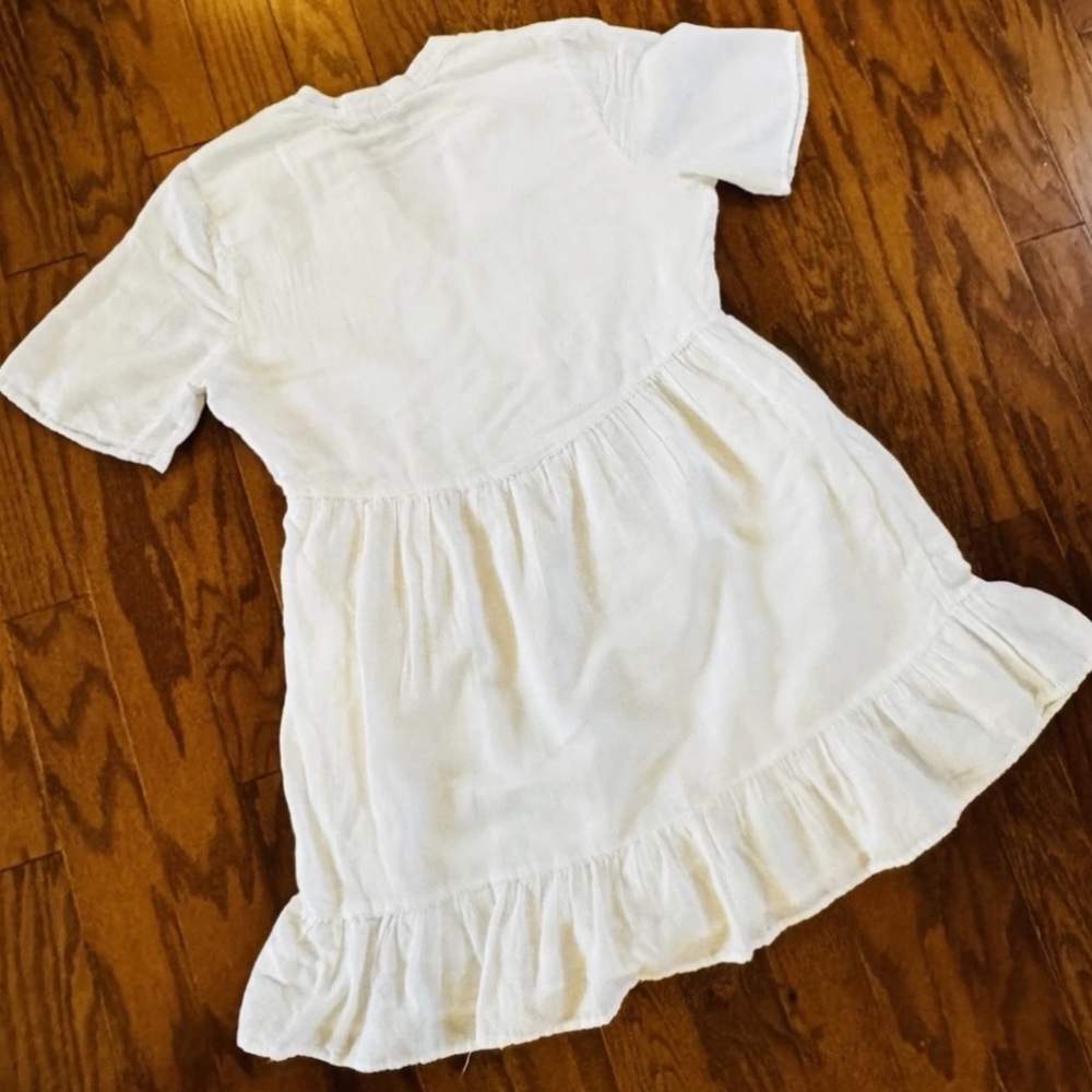 Lucky Brand White Boho Embroidered Babydoll Dress Ruffle Hem Women’s M - Picture 9 of 11